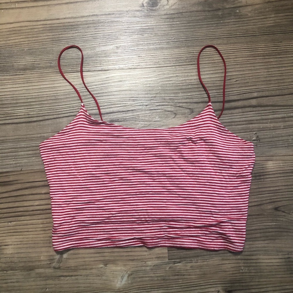 red and white striped tank top
